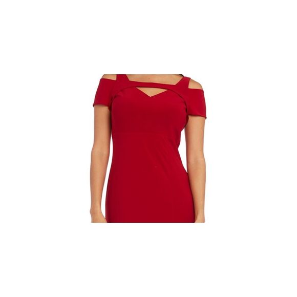 Nightway Women's Cold Shoulder Keyhole Gown Red Size 8 - Picture 2 of 3